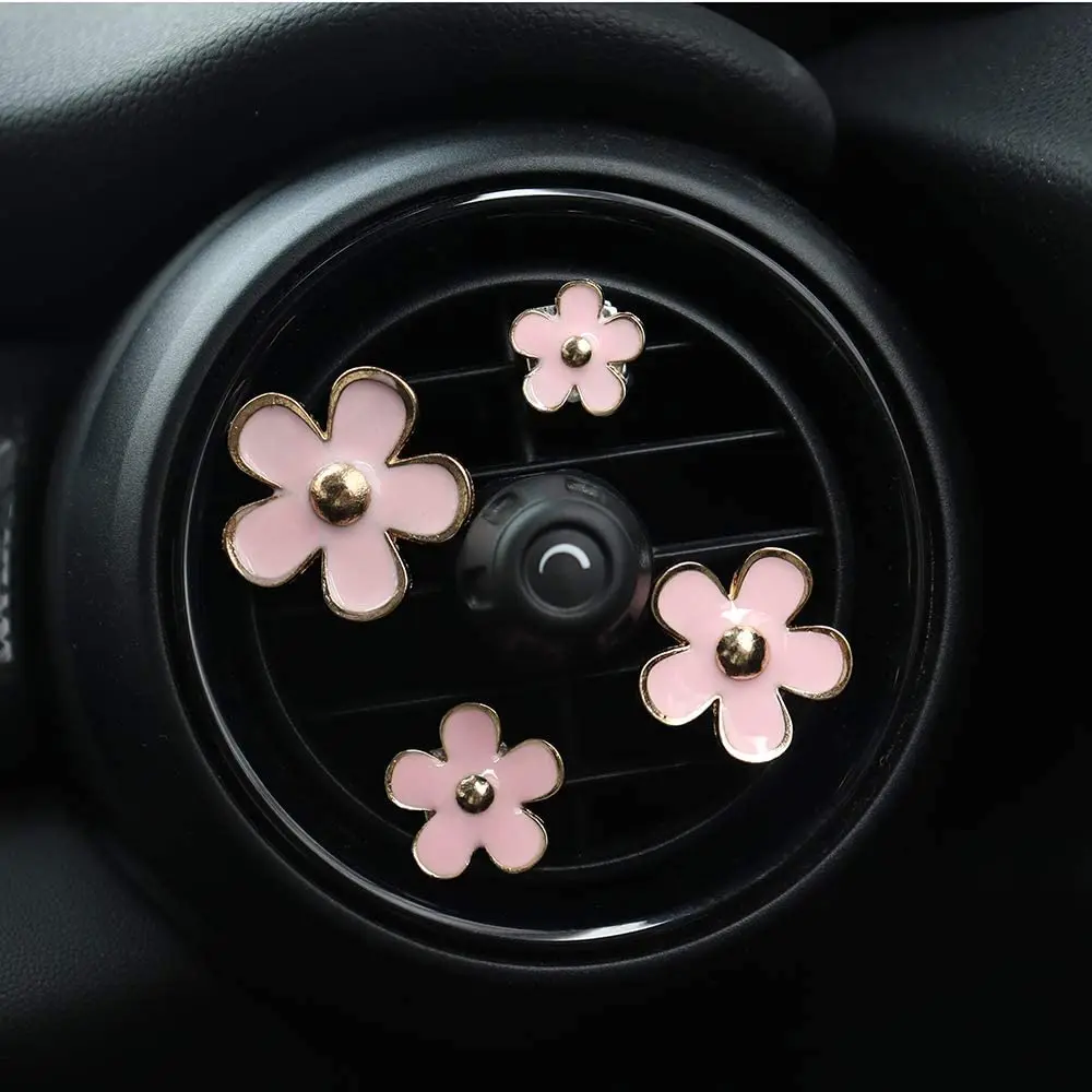 

Cute Daisy Flowers Air Vent Decorations Clips Car Air Freshener Girly Automotive Interior Decor Accessories for Women Pink