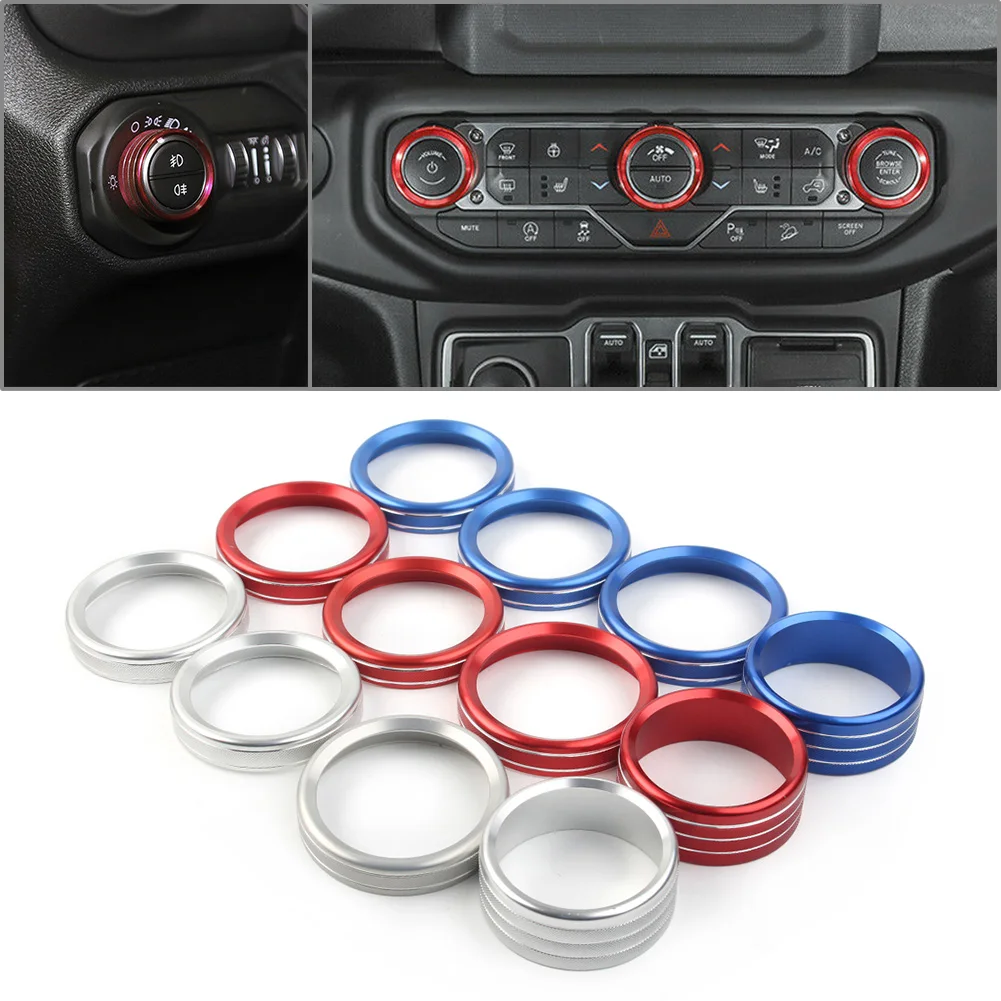 Pomelli Interruttori Trim Per Jeep Wrangler JL 2018-2021 – Lega Di Alluminio, Protezione Pulsanti, Nero