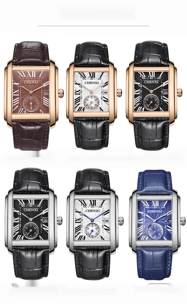 Tank Series Square Youth Fashion Trend Men's Roman Waterproof Real Belt Brand Watch_voghion.com