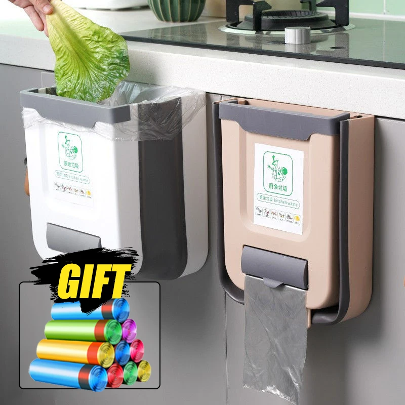 Trash Can Kitchen Wall Mounted Folding Trash Can Home Cabinet Hanging Storage Trash Can Classified Hanging Kitchen Accessories
