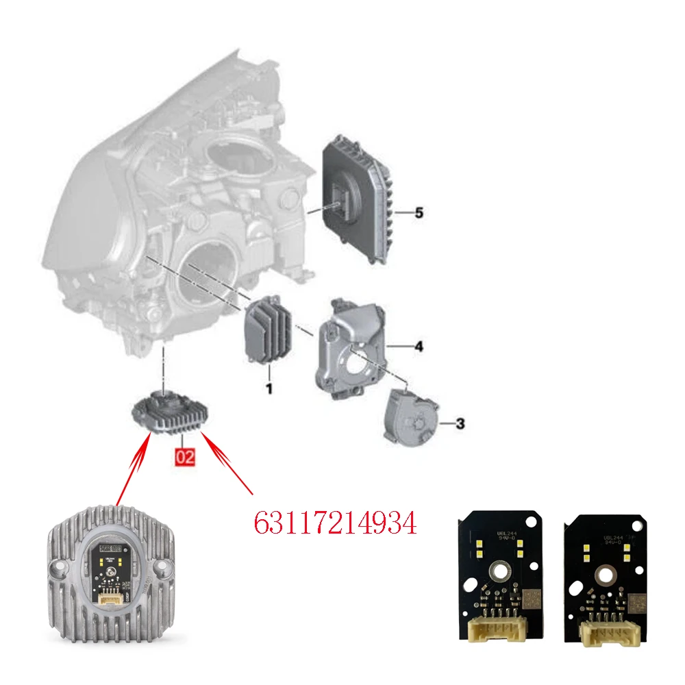 BMW 5 시리즈 G30 G31 F90 M5 2017-2020 LED 헤드라이트 주간 주행등 모듈 보드 칩 63117214934