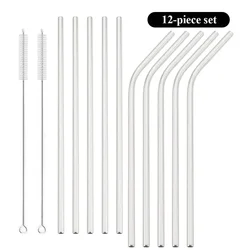 Eco - Friendly Reusable Stainless Steel Drinking Straws Set with Cleaning Brush (Silver)