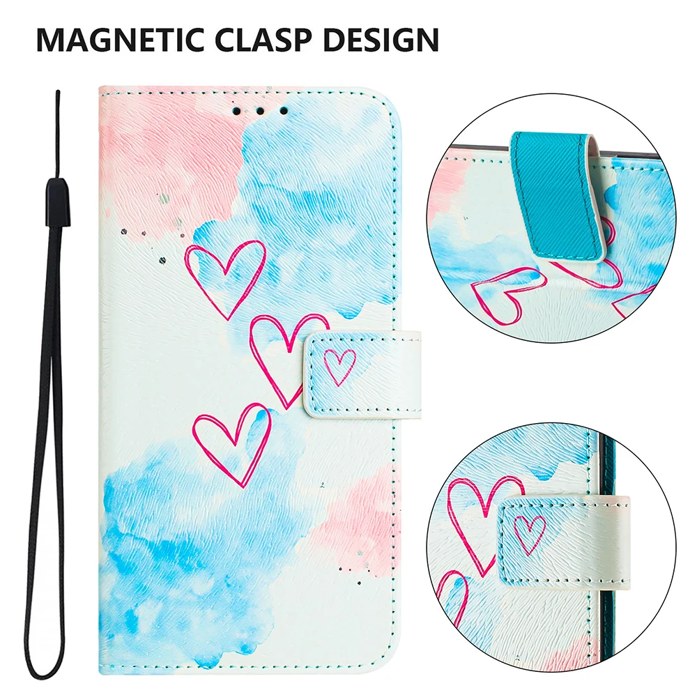 Vibrant Illustrated Shockproof Flip Phone Wallet Case