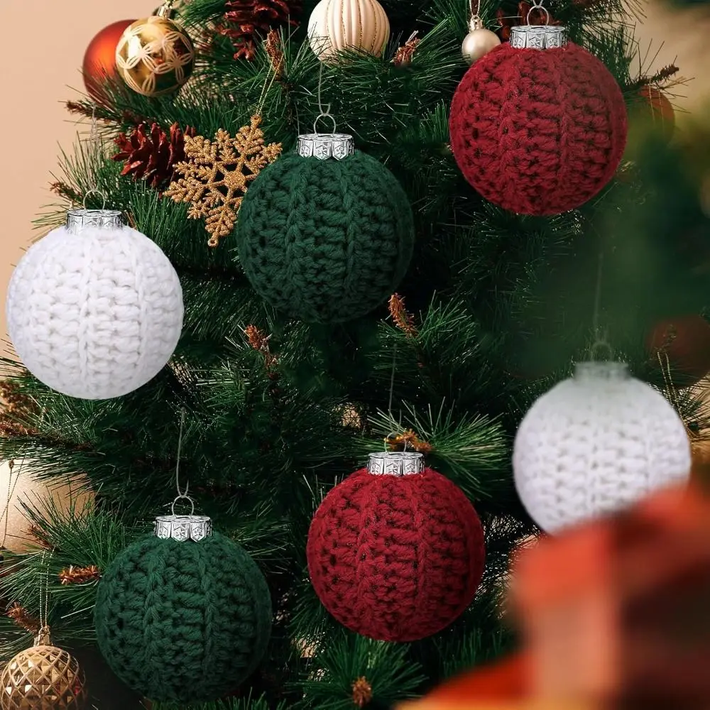 Handmade Wool Knitted Christmas Ball Decorations