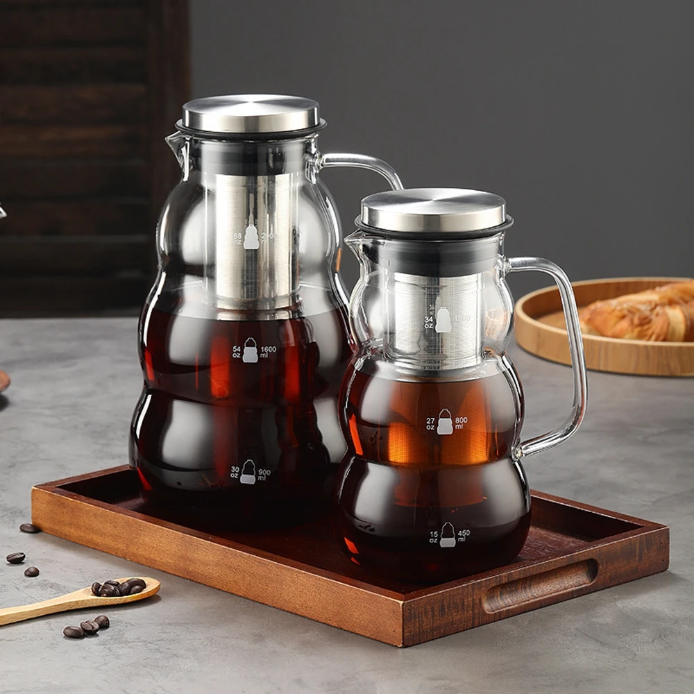Cold Brew Iced Coffee Maker Airtight Tea Infuser 1L/1.4L/2L Glass Carafe with Removable Stainless Steel Filter Iced Tea Maker