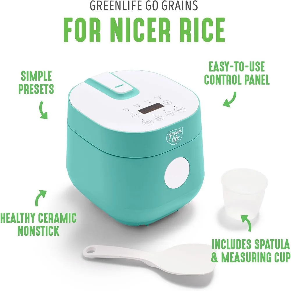 GreenLife Healthy Ceramic Nonstick, 4-Cup Rice and Grains Cooker