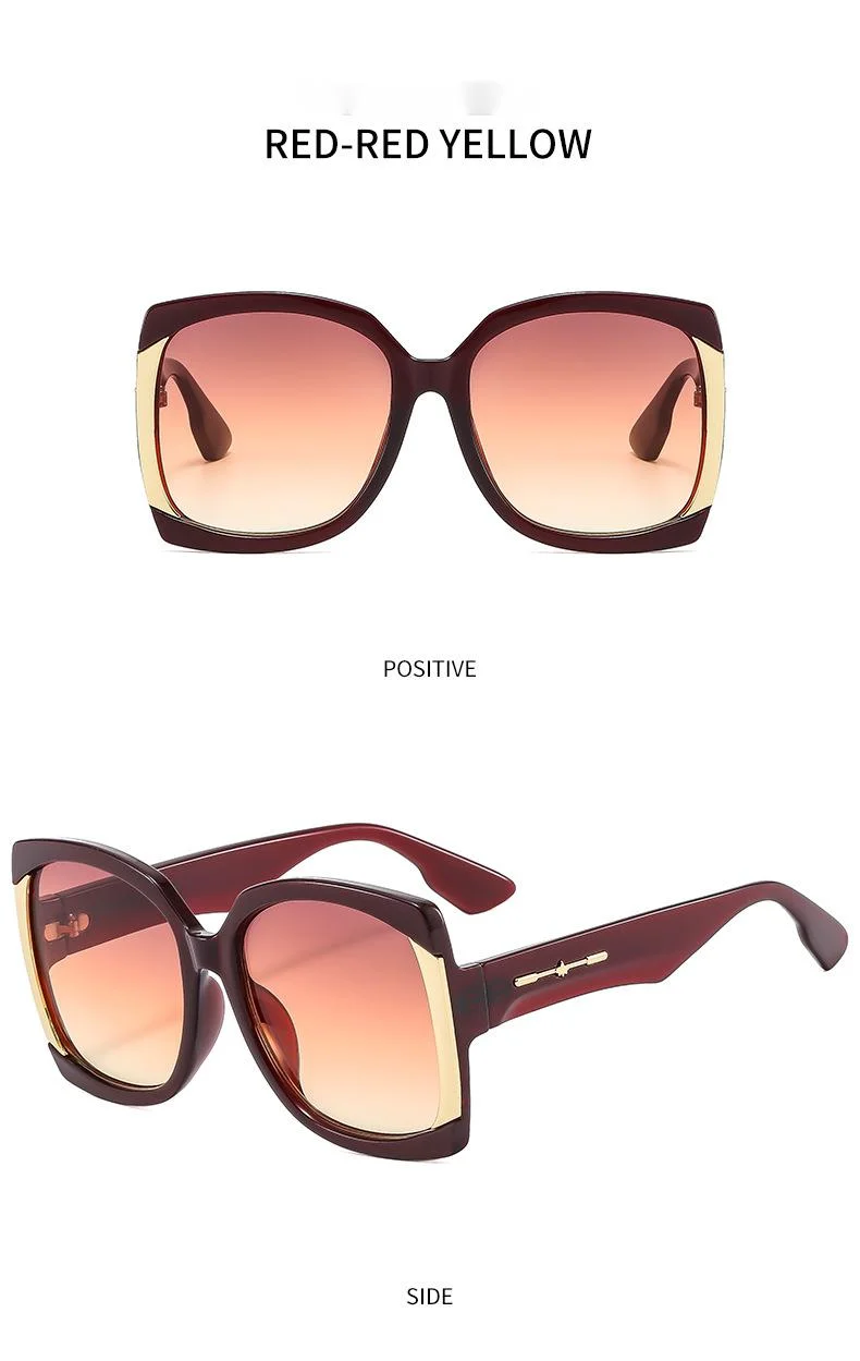 New Large Frame Square Trendy Sunglasses, Versatile Street Photos, Modern Sunglasses, Trendy Colorful Glasses_voghion.com