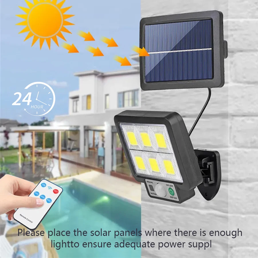 72COB Solar Split Wall Lamp 3 Mode Waterproof Motion Sensor Outdoor Solar Lamps Security Street Lights For Garden Railing Decor