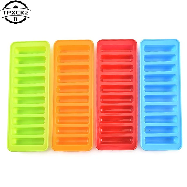 10 Grids Stick Shape Ice Tray Non-Stick Easy Release Push Popsicle Out  Cylinder Silicone Ice Cube Tray Jelly Chocolate Mold