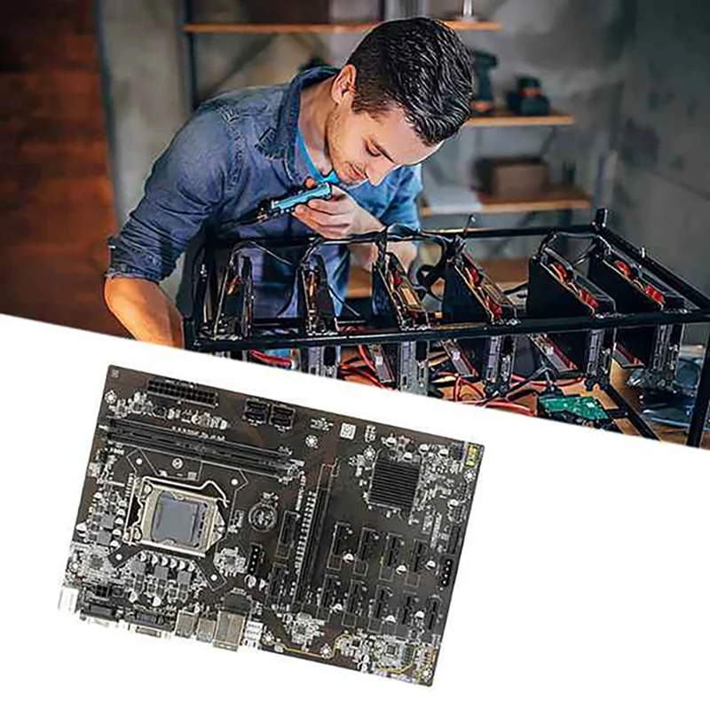 B250B BTC Mining Motherboard with Graphics Power Cable+24Pin Power Cable+Switch Cable 12 PCI-E Slot LGA1151 DDR4 RAM best gaming motherboard for pc