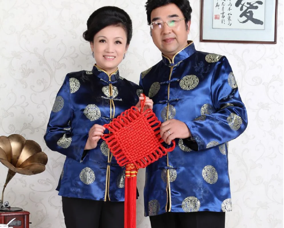 Tang Suit Chinese Traditional Satin Jacket Men Women Costume New Year Clothes Hanfu Birthday Party Style Casual Coat