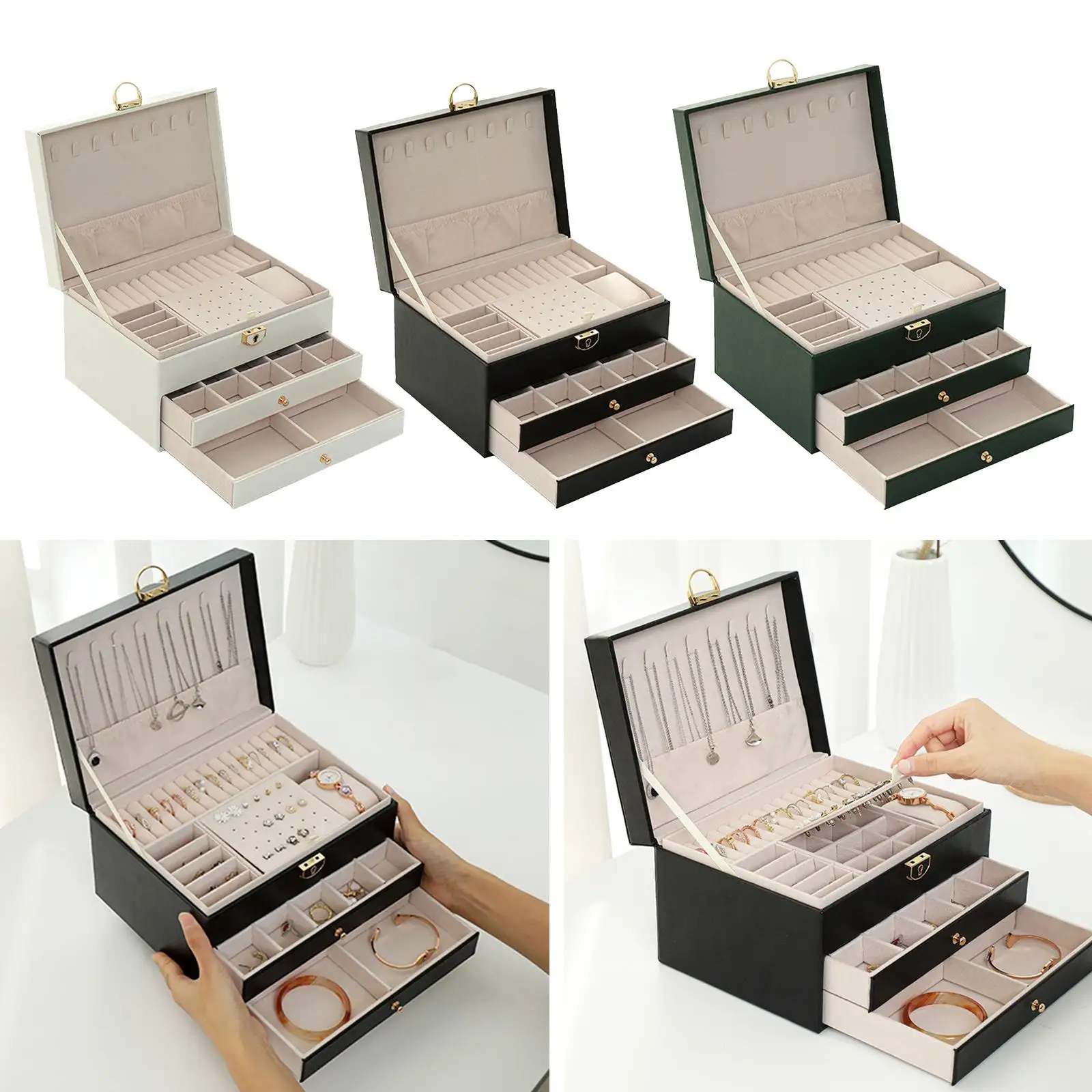 

Jewelry Organizer Portable Large Vintage Box for Necklace Earrings