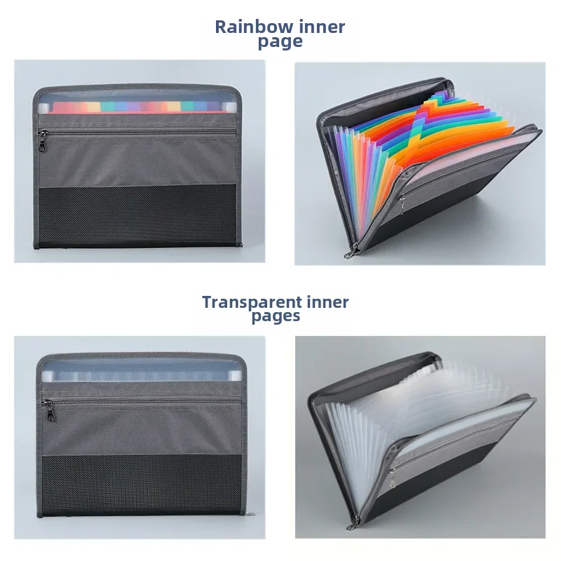 A4 Size Double Zip Expanding File Folder 13 Layers Large Capacity Student Test Paper Storage Bag Office Document Organizer file folder,file bag