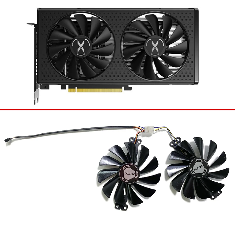 Ventilador de Refrigeração para Gaming Video Card Velocidadester Velocidadester Xfx rx 6600 Ventiladores xt Gpu Swft 210 rx 6600 xt rx 6600 8g Fdc10u12s9-c