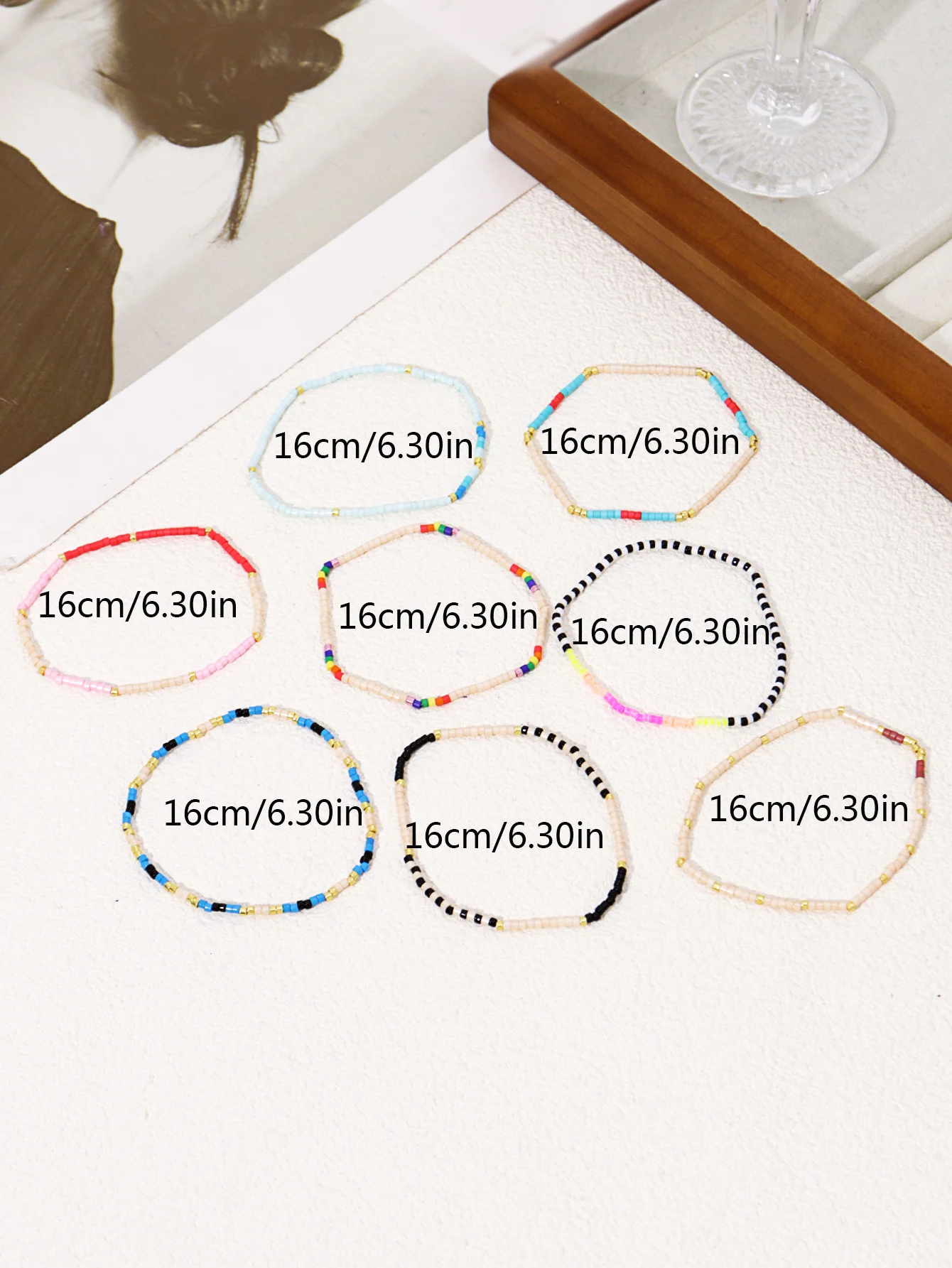 Bohemian Gold Glass Bead Stretch Bracelet Set - Handmade Vacation Jewelry for Girls