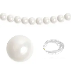 Elegant Wedding Backdrop Décor - Faux Pearl Beaded Garland with White Ball Pendants (B)