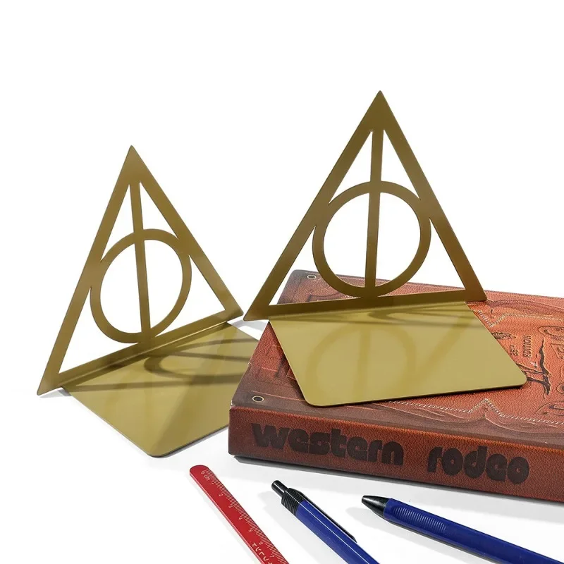 Triangle graphic book end, metal heavy-duty book end, fan organized desktop, home office, iron book end 6