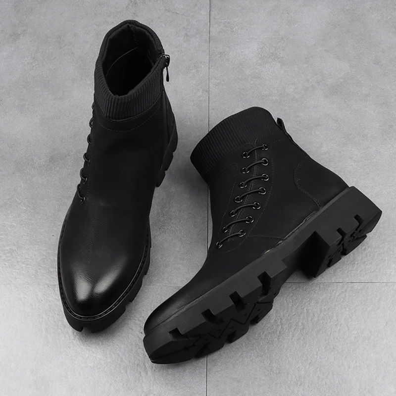 men's fashion chelsea boots brand designer shoes cowboy original leather platform boot party nightclub autumn winter ankle botas