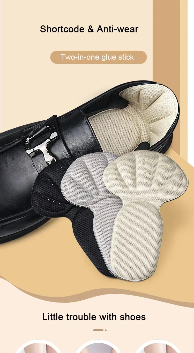 Fersenschoner für Sneaker, Fersenschutz, Fußpolster, Schmerzlinderung, Größenreduzierer, rutschfeste Schuh-Einlegesohlen, T-förmiges Fußpflege-Polster, Fersengriffe – Detail 1