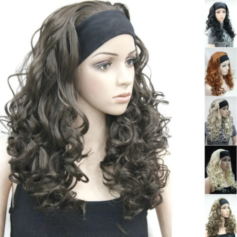 

Charm Women Wig Long Curly Wave 3/4 Half Wigs Headband Hivision Cosplay Wigs