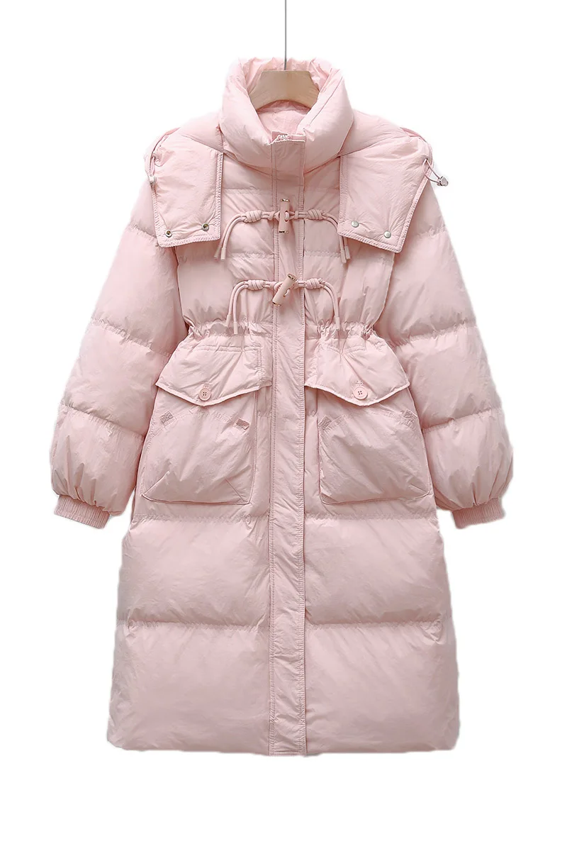 

2023 Women's Clothing Long waisted warm hooded down coat Winter New 1022