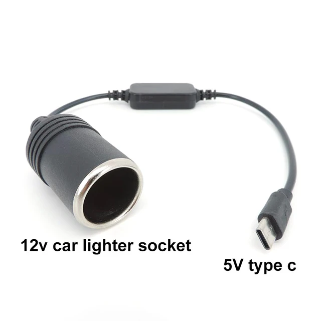 5V USB C Type C to 12V Car Cigarette Lighter Power supply Socket Female  Converter Adapter Cord for Car Lighters Vacuum Cleaner - AliExpress