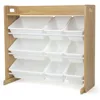 Toy Storage Organizer with Top Shelf and 9 Removable Bins, Natural/White Bookshelf 1