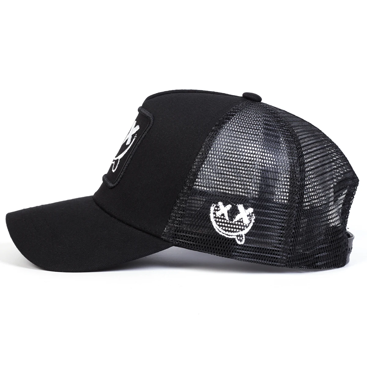 Unisex XX Baseball-Netzkappen mit lächelndem Gesicht und Stickerei, für Frühling und Sommer, für den Außenbereich, verstellbare Freizeithüte, Papa-Hut, Sonnenschutzhut – Detail 3