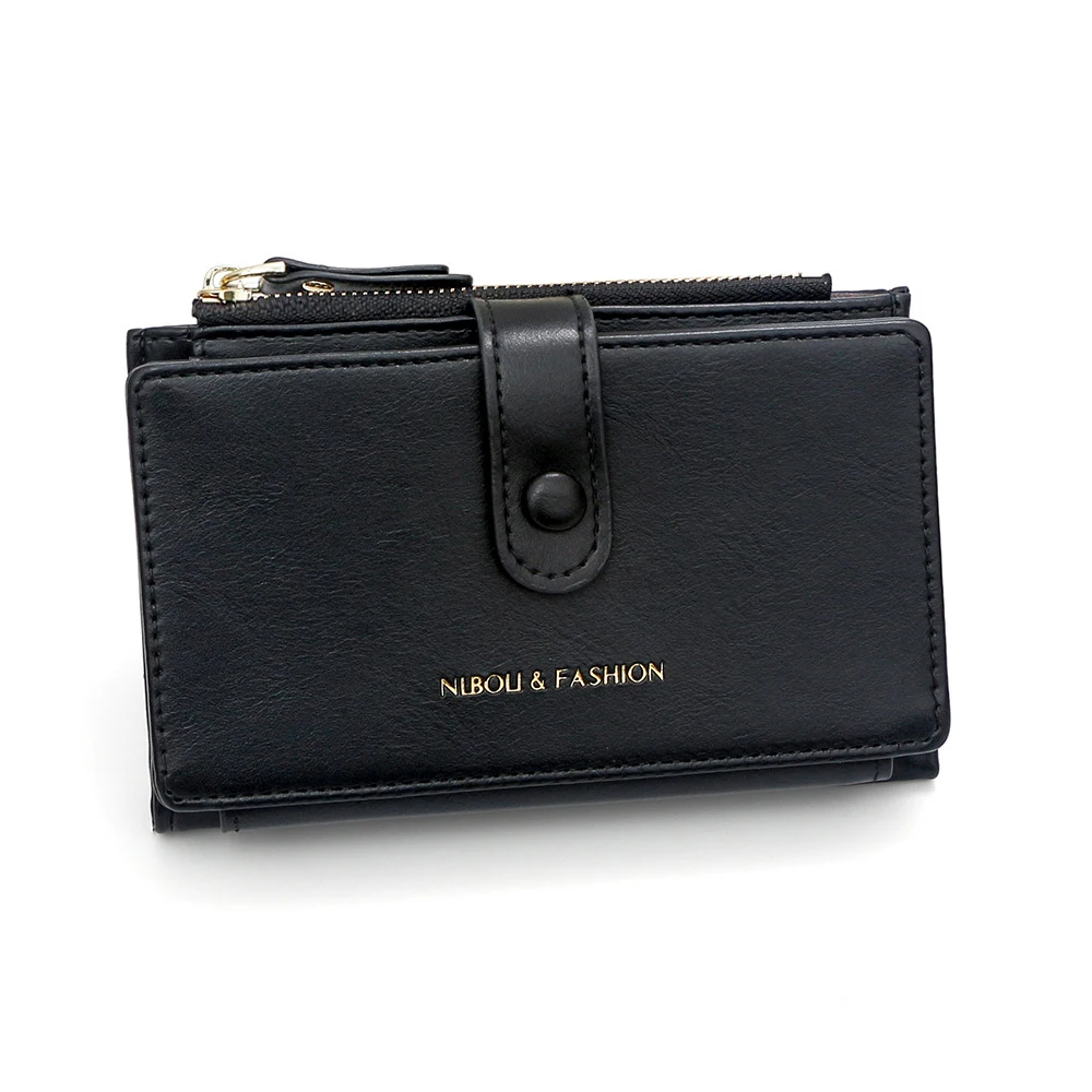 Large Capacity Leather Men Women Cute Short Wallet Luxury Solid Zipper Coin Purse Bank Credit Card Holder Slim Small Money Bag