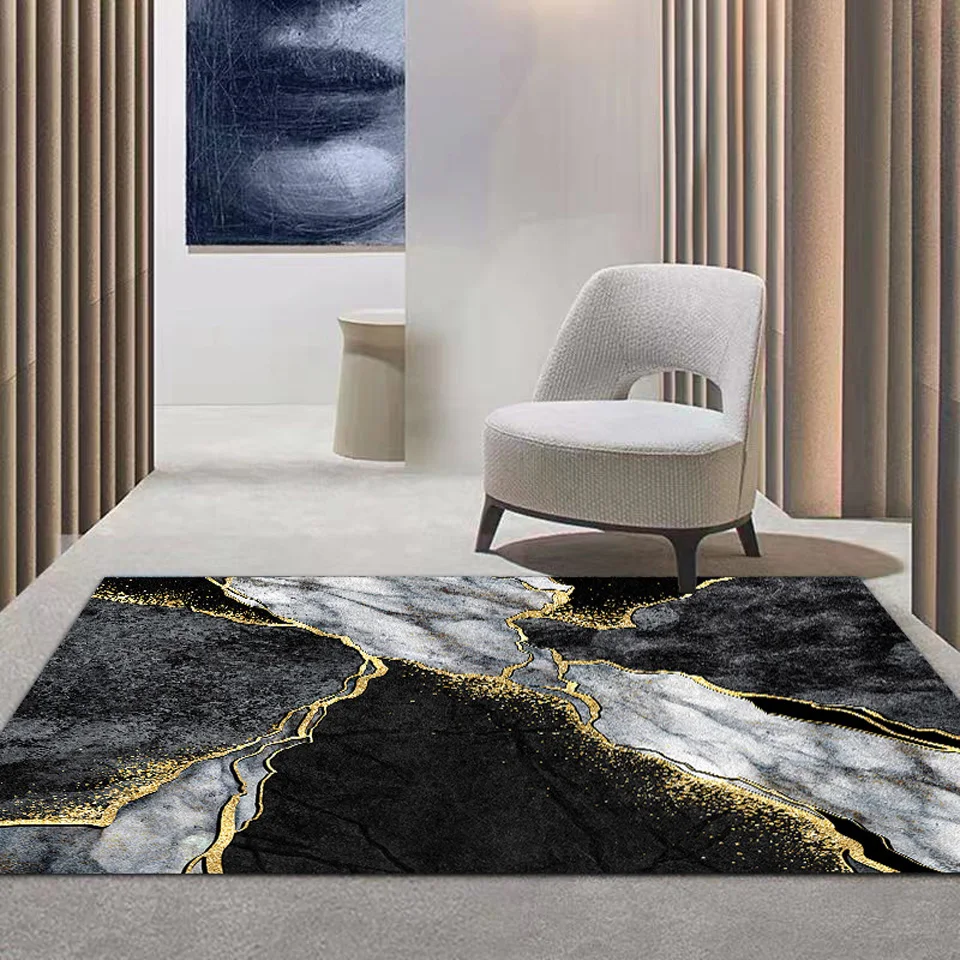 Comprar EPeddler Home Moderno estampado de mármol negro, blanco y dorado,  impresión digital, lavable, base de cuero antideslizante, alfombra y tapete  para el piso de la sala de estar, la cocina, el