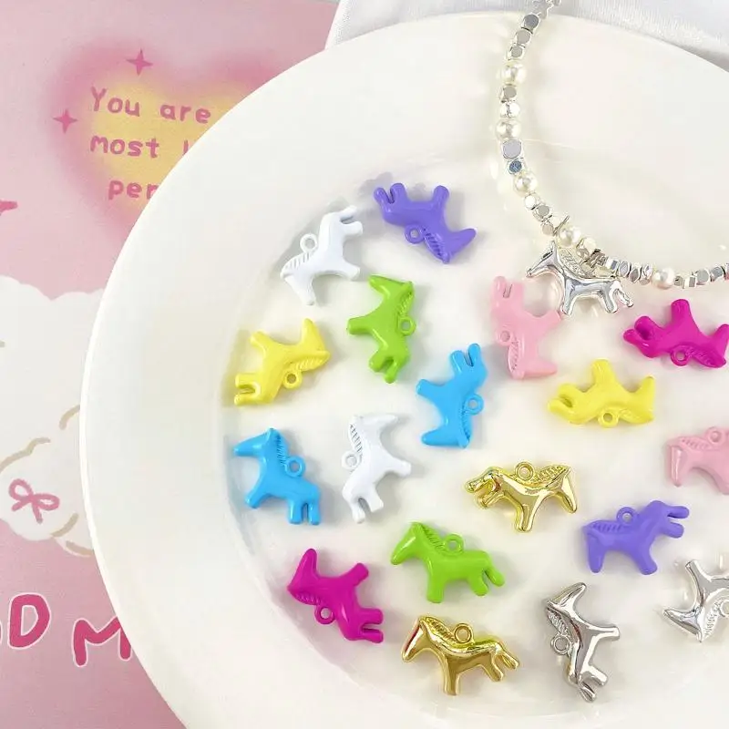 5Pcs Color Pendants Horse Animal Pendant Charms Handmade Necklace Earrings Accessories Diy Jewelry Making Findings