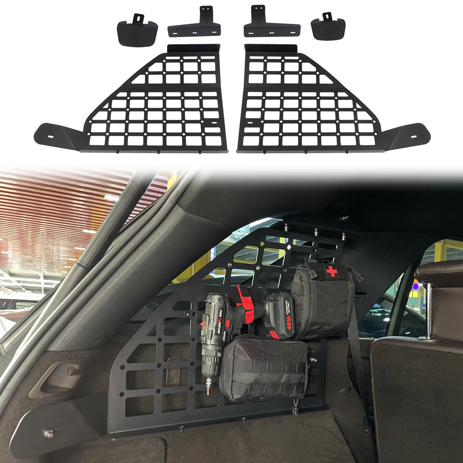 

for Mercedes Benz ML GLE W166 2012-2018 Interior Window Modular Storage Panel Pair Aluminum Alloy Iron 4pcs