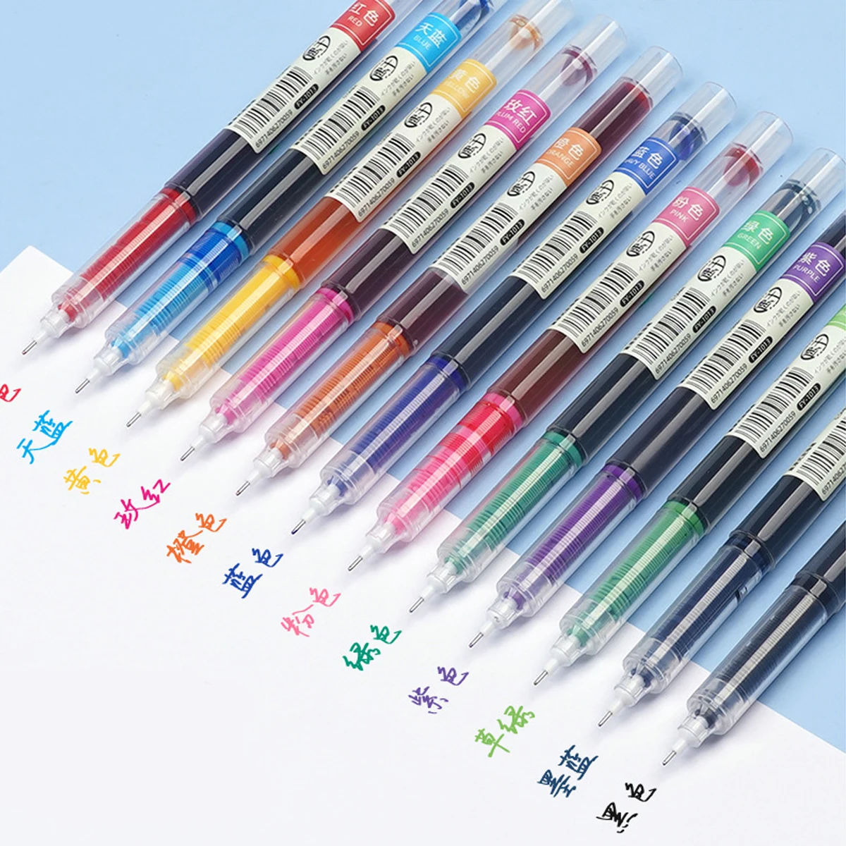 12colors Luxury High Capacity Needle Gel Pens Set 0.5mm Straight Liquid