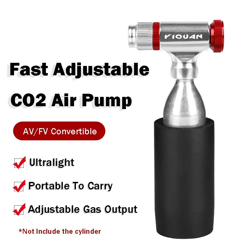 CO2 Air Pump Portable Aluminum Alloy Road Bicycle Tire Inflator Adjustable MTB Tire Pump Bike Accessories