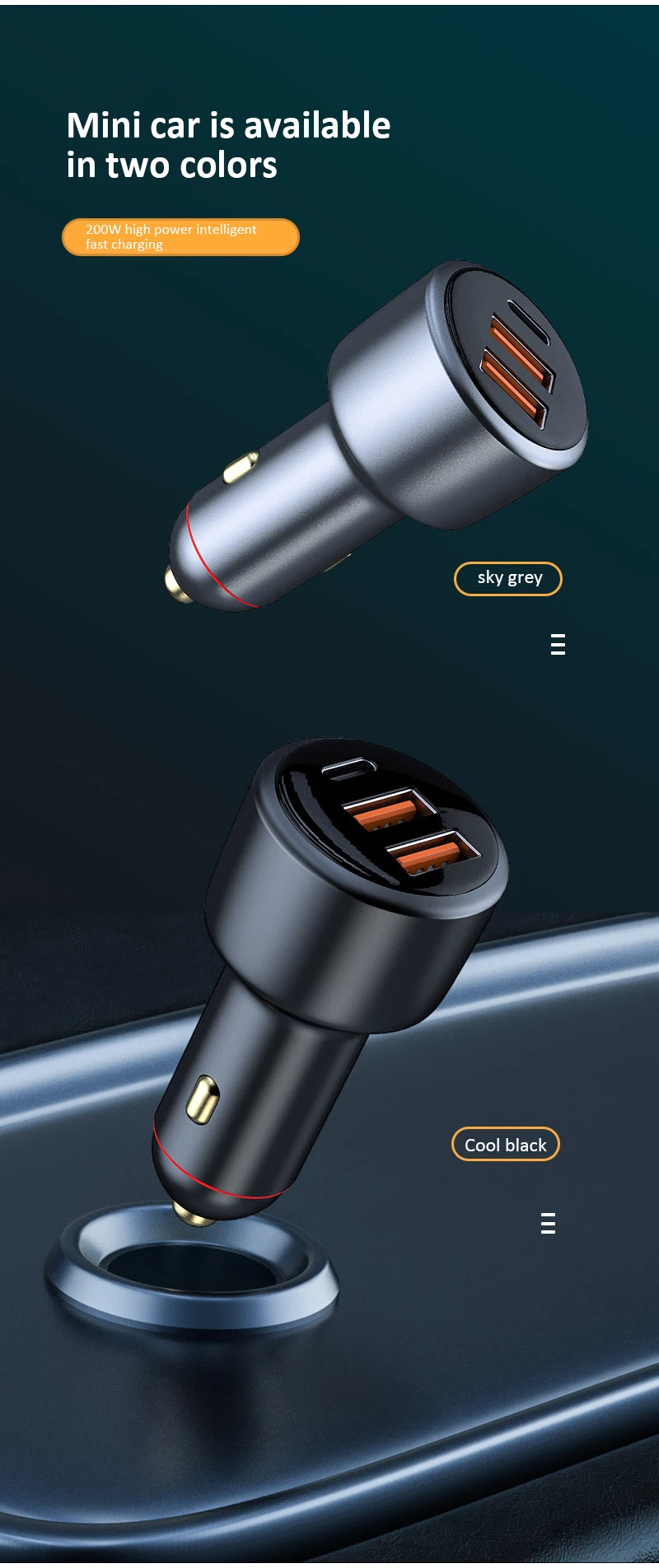 200W Car Charger USB Port Fast Charging For IPhone 13 12 11 Huawei Xiaomi Samsung Mi Type C Mobile Phone_voghion.com