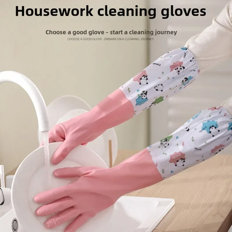 Women's Kitchen Gloves - Durable, Extended Waterproof Rubber Gloves for Dishwashing, Cleaning, Laundry & Household Chores - Comf - 4