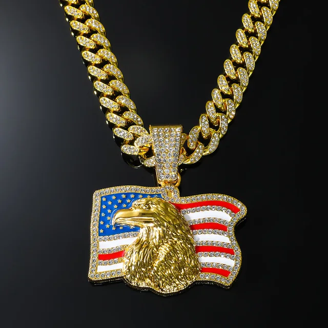 American flag Eagle Rhinestone pendant Trump American campaign popular jewelry alloy necklace 4