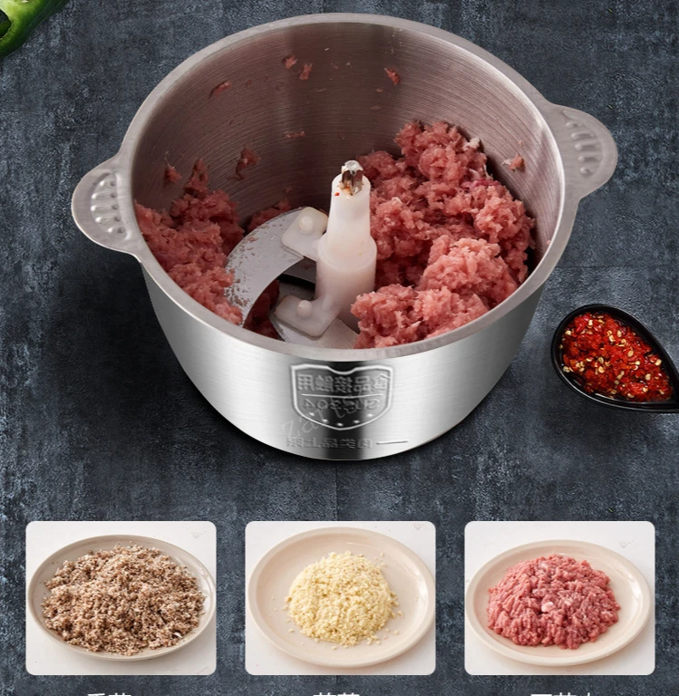 Description Picture 3 of item2 Speed Stainless steel Electric Chopper Meat Grinder Mincer Food Processor Slicer Meat Cutter Food Chopper Electric