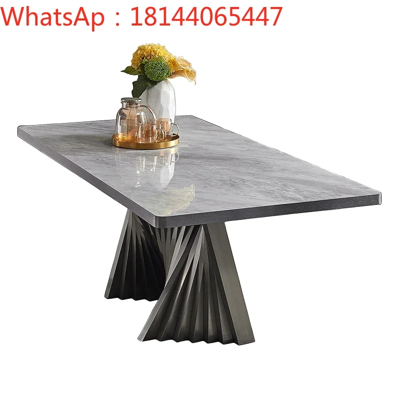 

2022 new model room small family dining table home store negotiating table customized Italian bright rock plate dining table