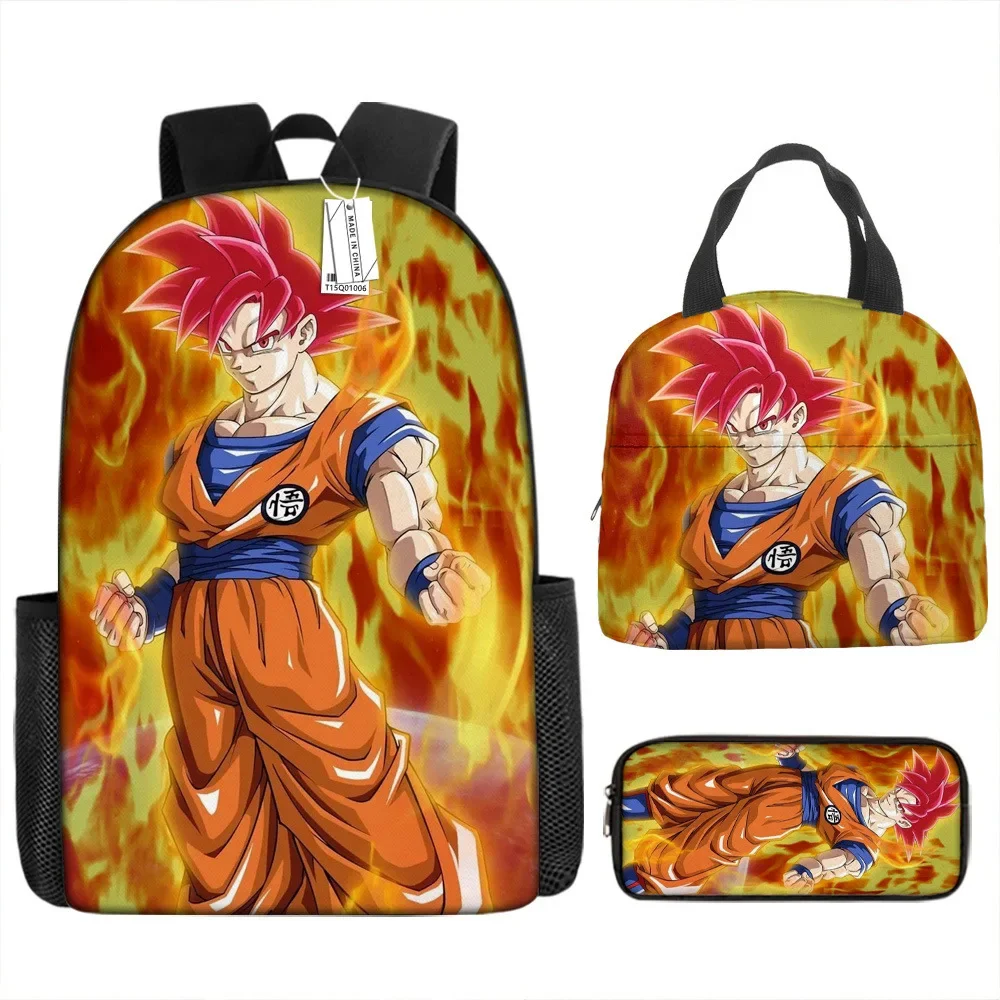 

Three-piece Set of Dragon Ball Animation Peripheral Children's Backpack Ice Bag Student School Bag Lunch Bag Pencil Case