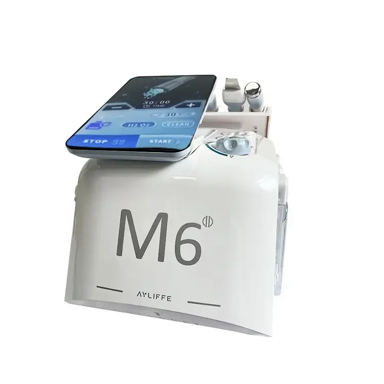 White M6 Portable 6 In 1 Hydro Dermabrasion Skin Rejuvenation Devices Hydra Face No Needle High Pressure Pen For Deep Cleansing