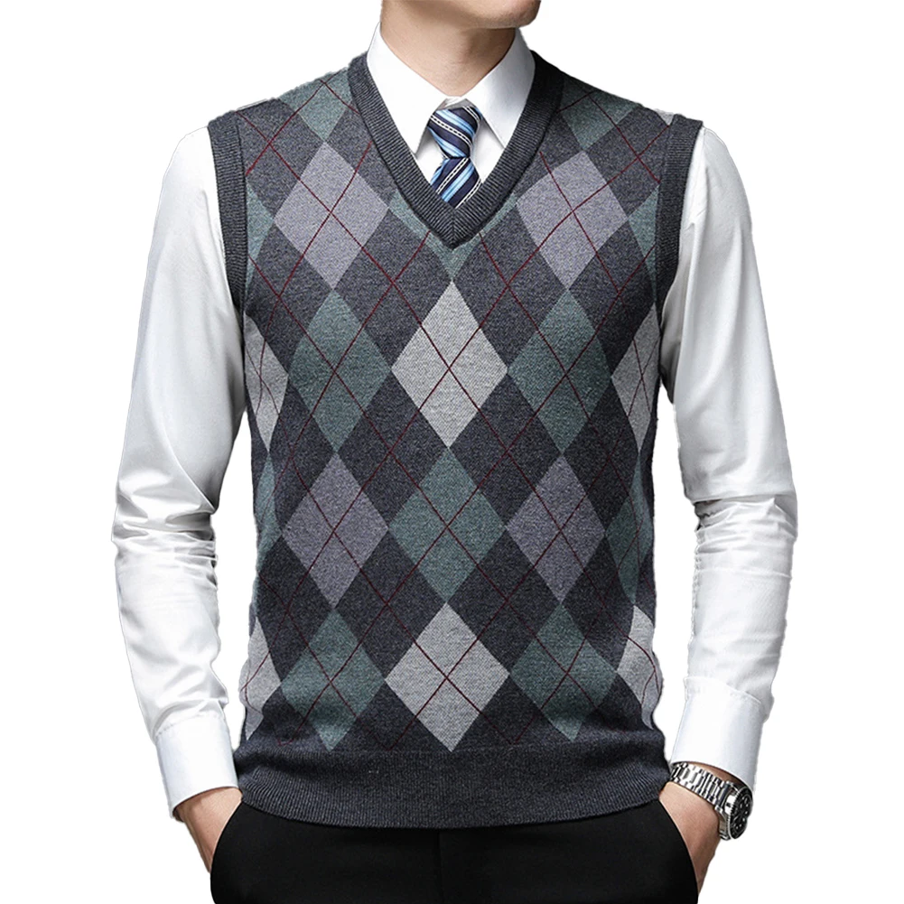 Sweater Top Knit Top Casual Men Plaid Sleeveless Slight Stretch Tank Top Affordable Brand New Widely Applicable