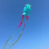 3D 10M Blue Goldfish Soft Kite with 200 Thread Wheels, Professional Outdoor Inflatable Beach Kites Easy To Fly and Tear Proof 6