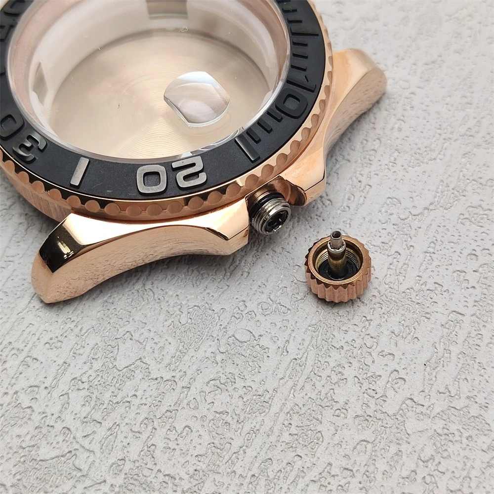 40mm 로즈 골드 8215 R 케이스 다이얼 스트랩 핸즈 시계 세트 사파이어 크리스탈 (8200 2813 무브먼트 126655 개조 액세서리용)