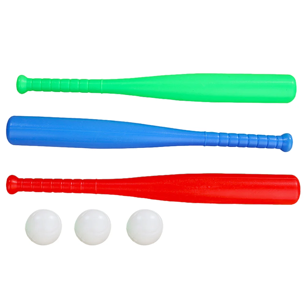 

1 Set Children Baseball with 3 Bats and 3 Balls Baseball Bat Interactive Kids Birthday Gift ( )