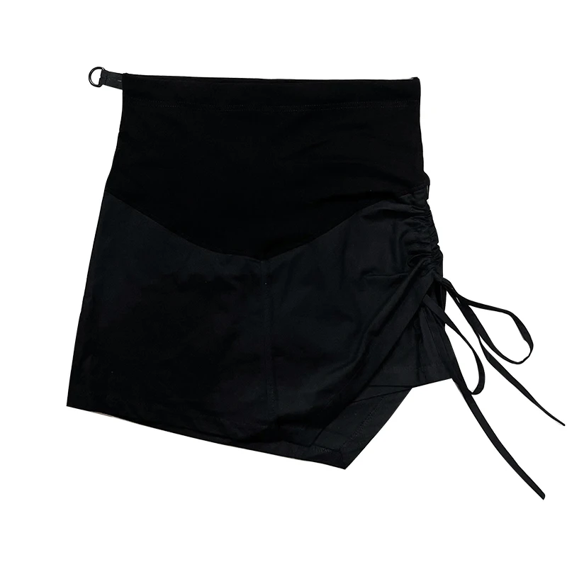 Pregnant women skirt irregular maternity belly skirts summer high waist side drawstring pleated pregnant woman empire skirts pregnancy denim