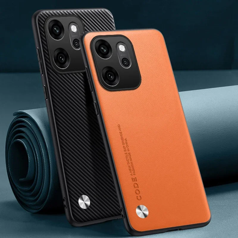 Premium PU Leather Matte Silicone Full Protection Phone Case - Sleek Back Cover
