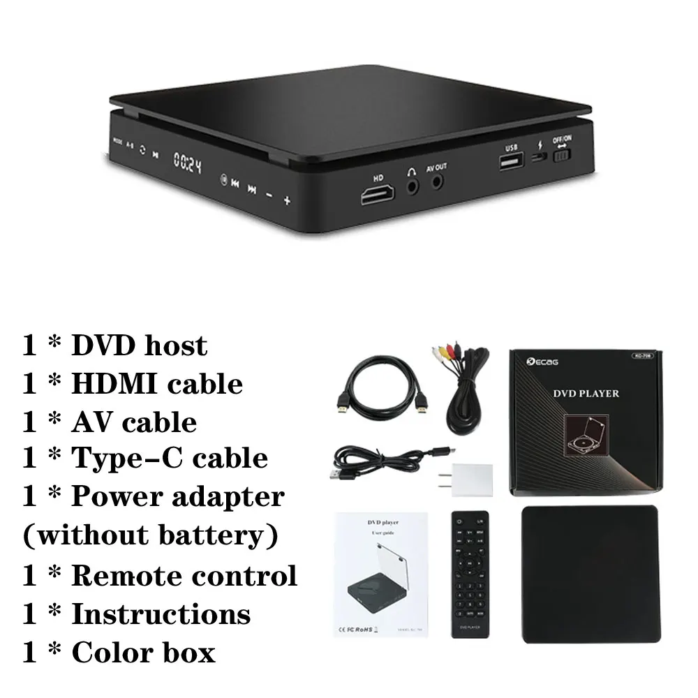 TV CD VCD DVD ÷̾ HD 1080P  ÷̾ USB Է  HDMI AV ,  3.5mm  LED ġ ũ