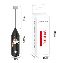 Premium Stainless Steel Handheld Milk Frother with Stand - Perfect for Coffee, Protein Shakes, and Hot Cocoa (Black - 1 - hjt)
