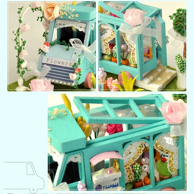 DIY 코티지 자동차 모델 인형 집 가구